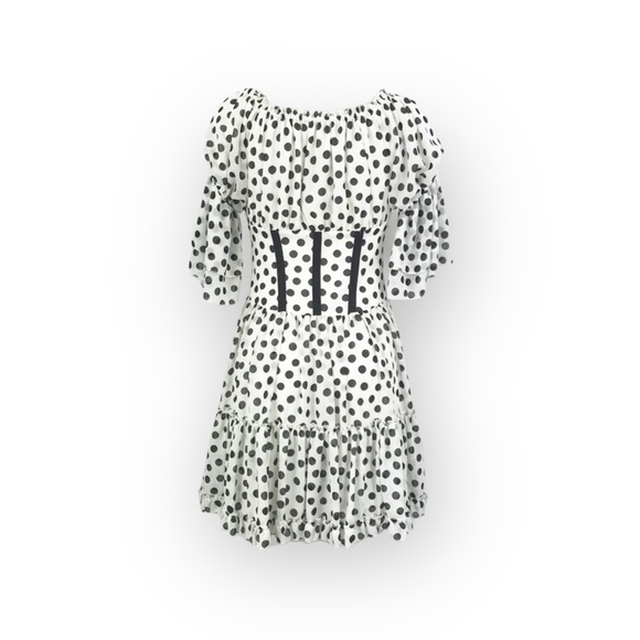 new Babylon Les Femmes ☻ Burlesque Corset Cocktail Dress ☻︎ Black Polka Dots ☻︎ - Picture 6 of 16